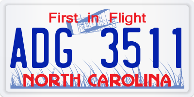NC license plate ADG3511