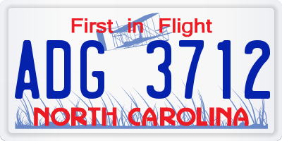 NC license plate ADG3712