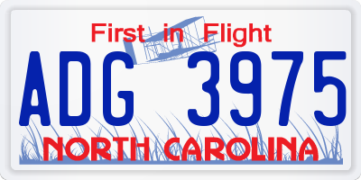NC license plate ADG3975