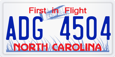 NC license plate ADG4504