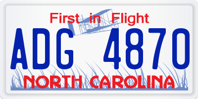 NC license plate ADG4870