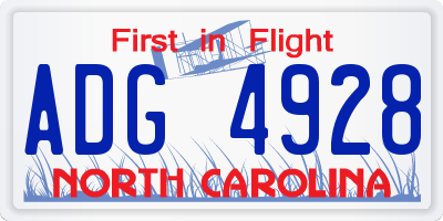 NC license plate ADG4928