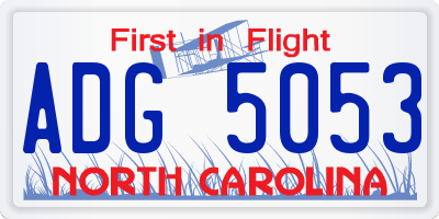 NC license plate ADG5053