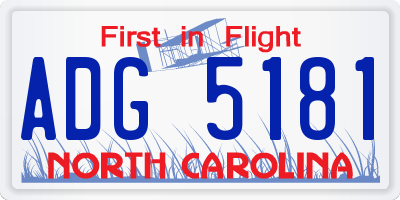 NC license plate ADG5181
