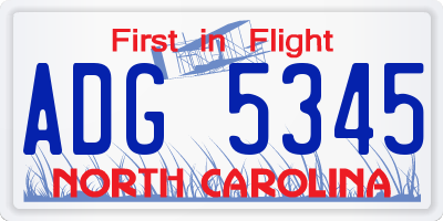 NC license plate ADG5345