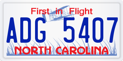 NC license plate ADG5407