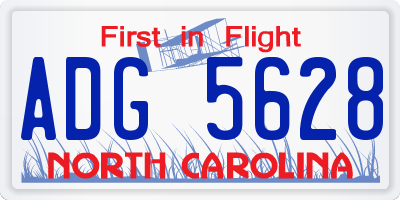 NC license plate ADG5628