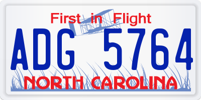 NC license plate ADG5764