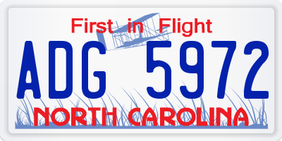 NC license plate ADG5972