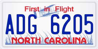 NC license plate ADG6205