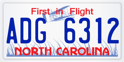NC license plate ADG6312