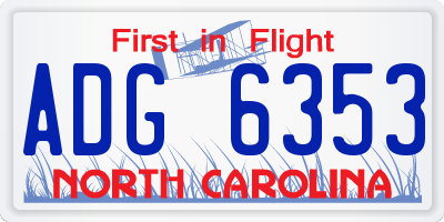 NC license plate ADG6353