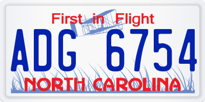 NC license plate ADG6754