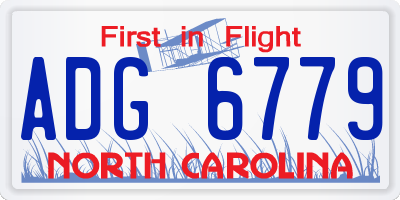 NC license plate ADG6779