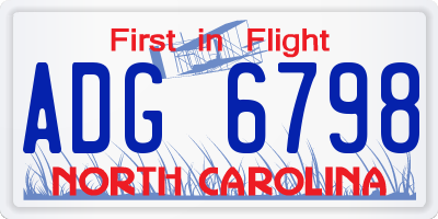 NC license plate ADG6798