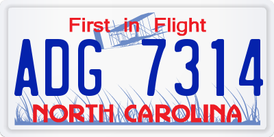 NC license plate ADG7314