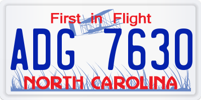 NC license plate ADG7630