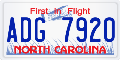 NC license plate ADG7920