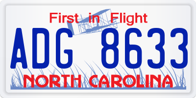 NC license plate ADG8633