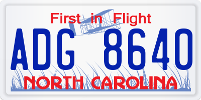 NC license plate ADG8640