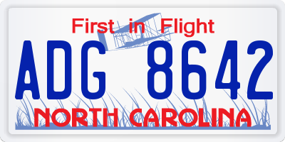 NC license plate ADG8642