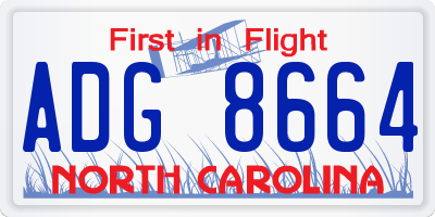 NC license plate ADG8664