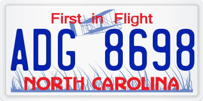 NC license plate ADG8698