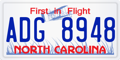 NC license plate ADG8948