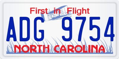 NC license plate ADG9754