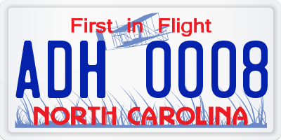 NC license plate ADH0008