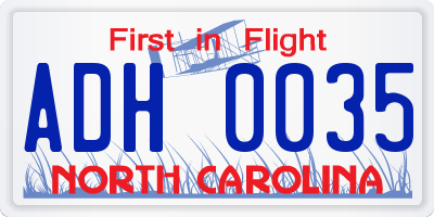 NC license plate ADH0035