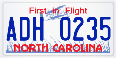 NC license plate ADH0235