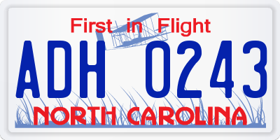 NC license plate ADH0243