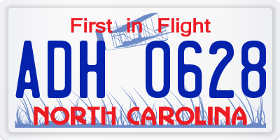 NC license plate ADH0628