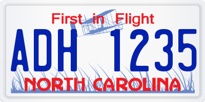 NC license plate ADH1235