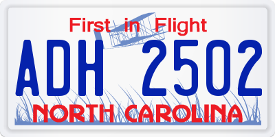 NC license plate ADH2502