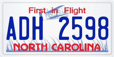 NC license plate ADH2598