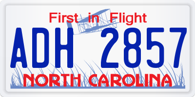 NC license plate ADH2857