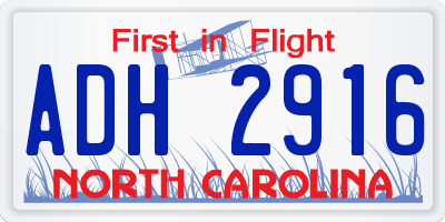 NC license plate ADH2916