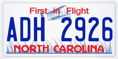 NC license plate ADH2926