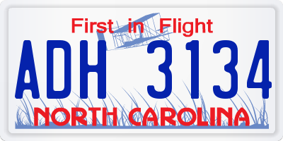 NC license plate ADH3134