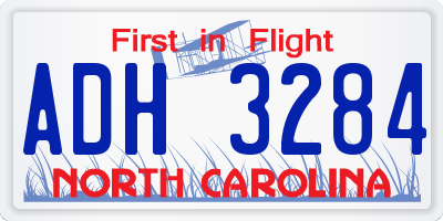 NC license plate ADH3284