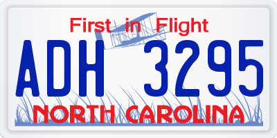 NC license plate ADH3295