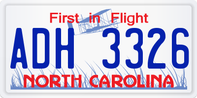 NC license plate ADH3326