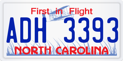NC license plate ADH3393