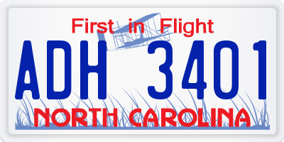 NC license plate ADH3401