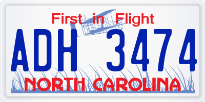 NC license plate ADH3474
