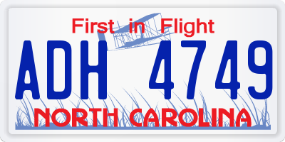 NC license plate ADH4749