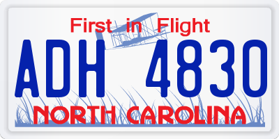 NC license plate ADH4830