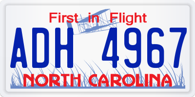 NC license plate ADH4967